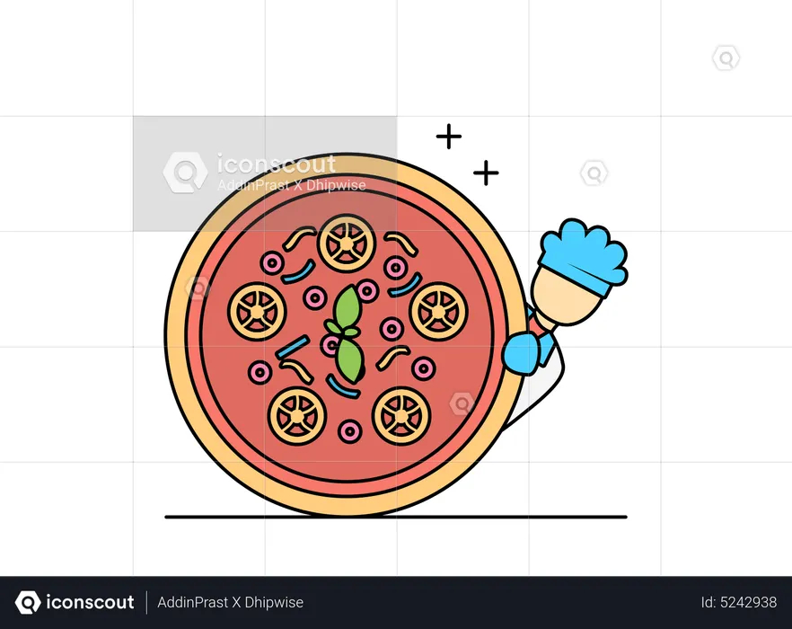 Chef with Pizza  Illustration