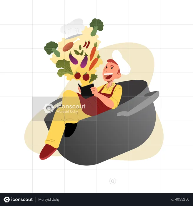 Chef with vegetables  Illustration