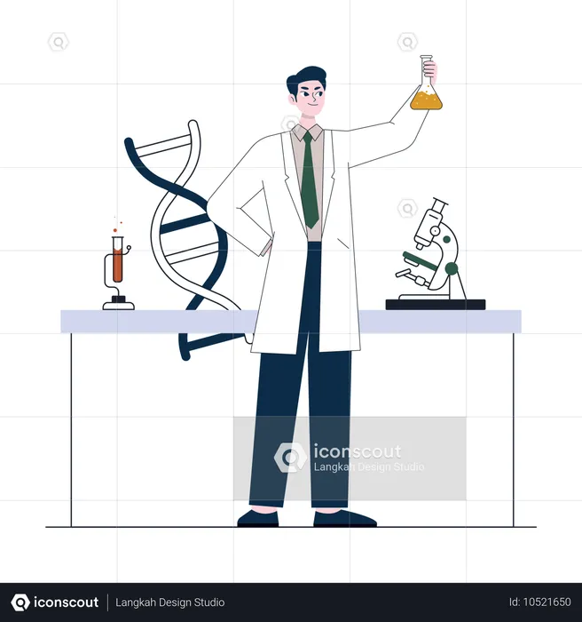 Chemical researcher doing experiment  Illustration