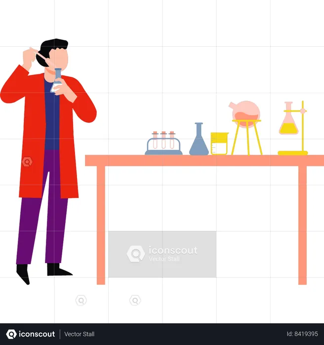 Chemist is doing research  Illustration