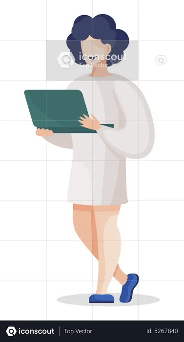 Chemist Student with Laptop  Illustration