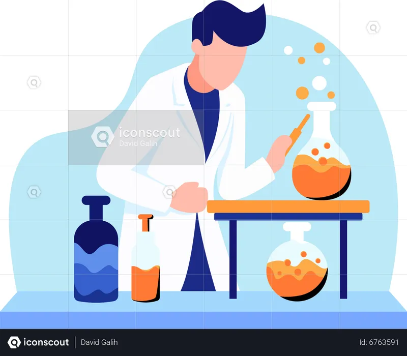 Chemistry Classroom Experiment in the Laboratory  Illustration
