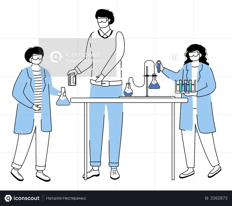 Chemistry experiment by scientist  Illustration