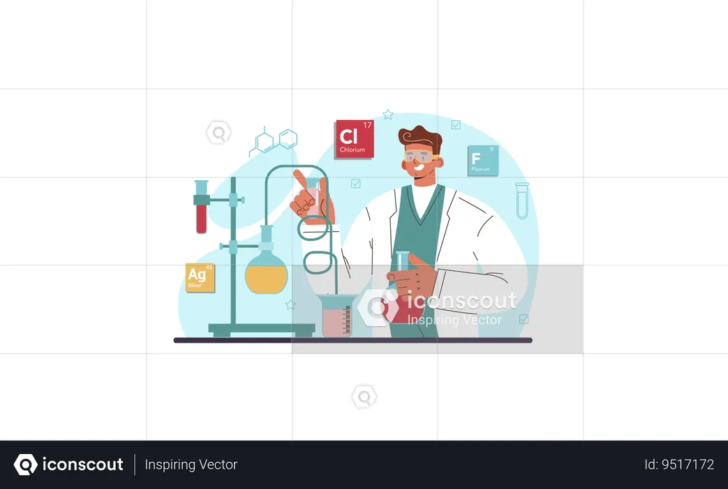 Chemistry scientist doing chemical experiment  Illustration