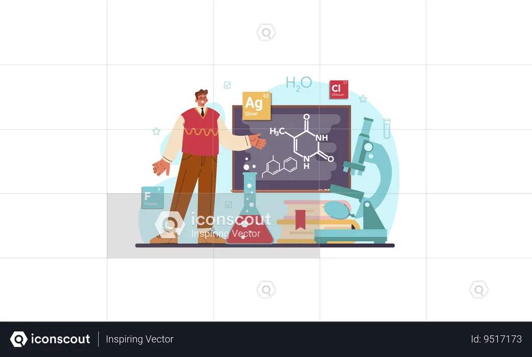 Chemistry scientist doing science experiment  Illustration