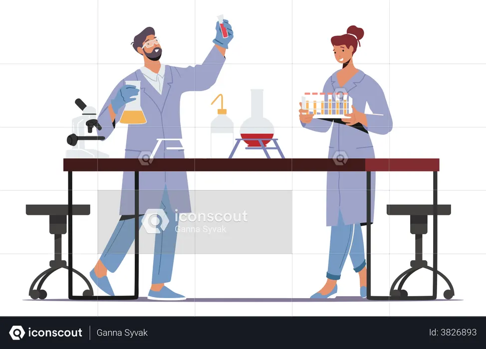 Chemists Invent Medicine Or Vaccine  Illustration