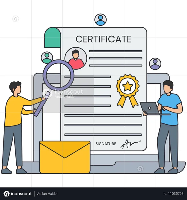 Certificado de verificación comercial para empresas  Ilustración