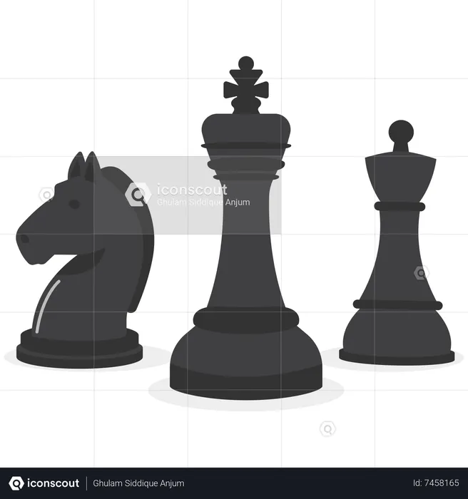 Chess king in front of pawns and hors  Illustration