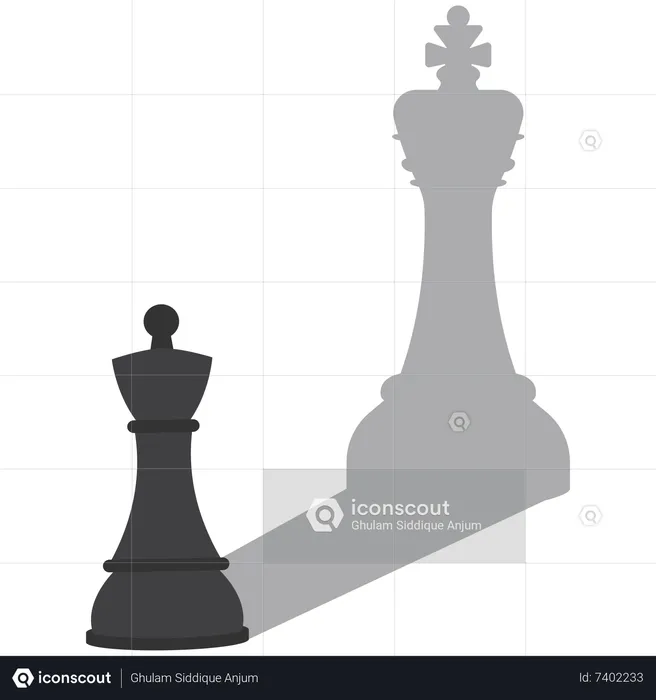 Chess pawn with shadow of a king chess  Illustration