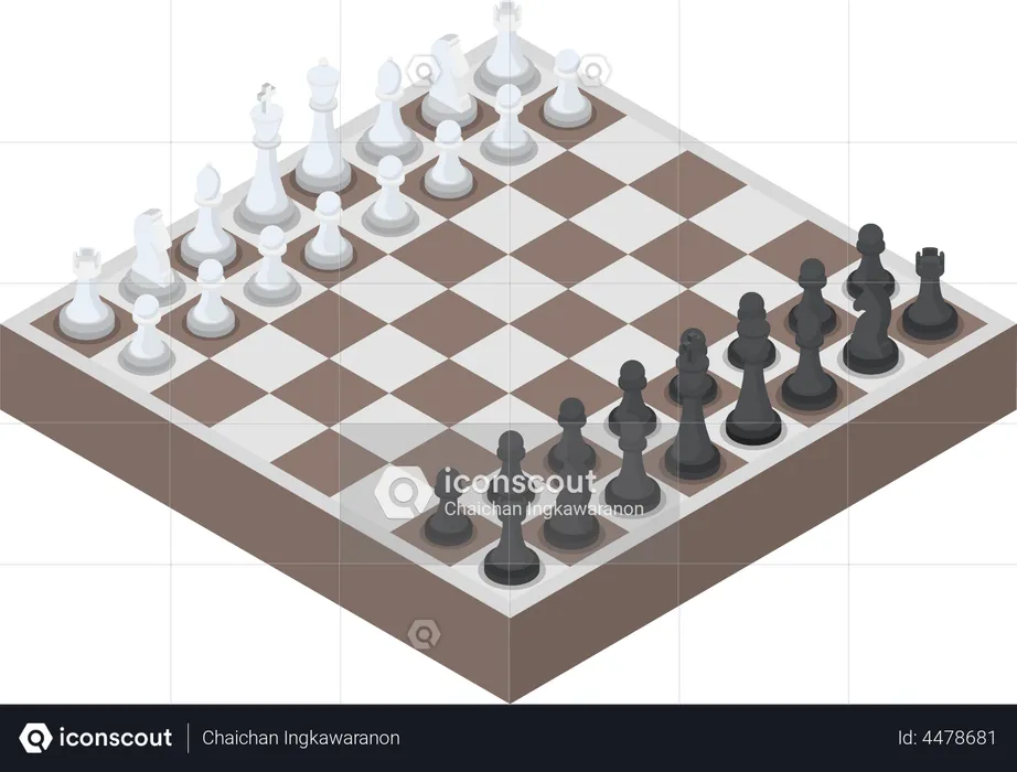 Chess piece or chessmen with board  Illustration
