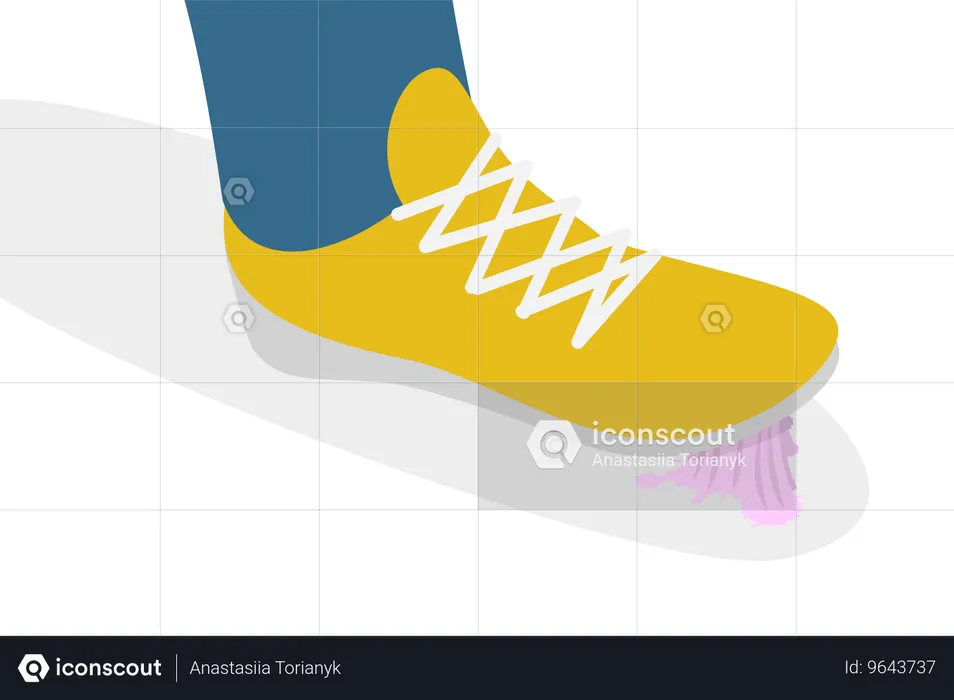 Chewing Gum Stuck to Shoe  Illustration