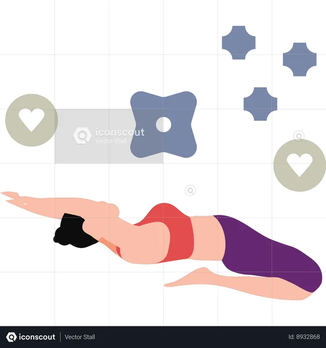 Chica acostada en pose de yoga  Ilustración