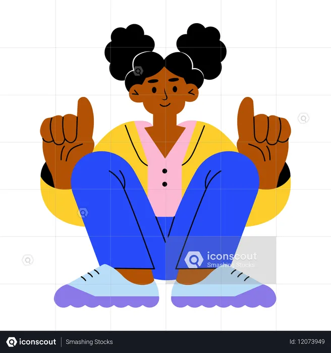 Chica adolescente sentada  Ilustración