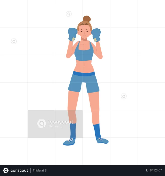 Chica boxeando con confianza  Ilustración