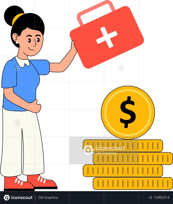 Chica con ahorros de emergencia  Ilustración