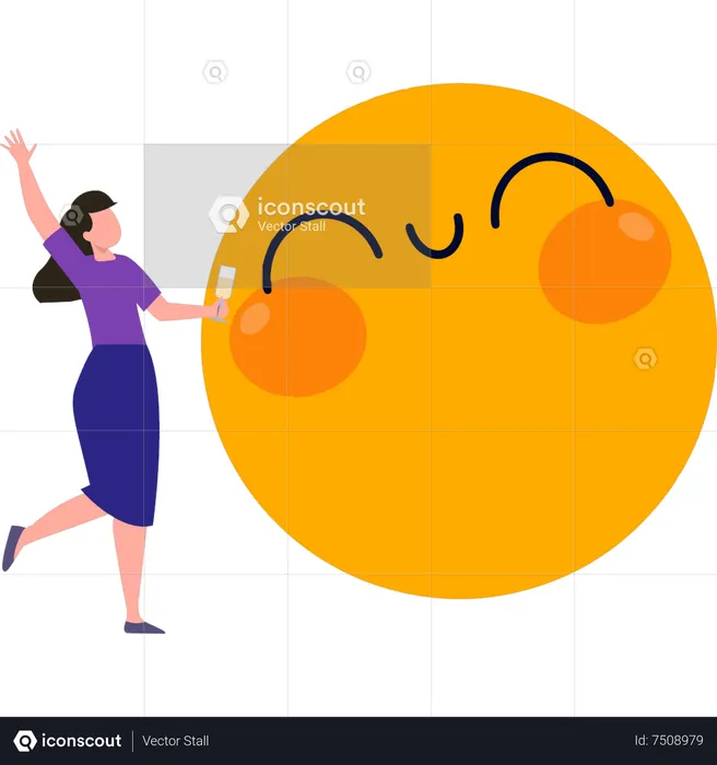 Chica con emoji Emoji Ilustración