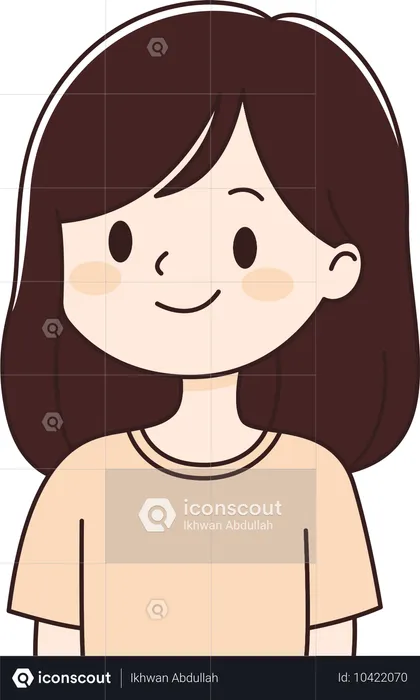 Chica con expresión sonriente  Ilustración