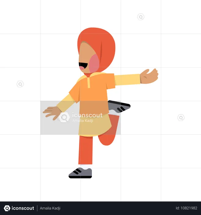 Chica hijab corriendo  Ilustración