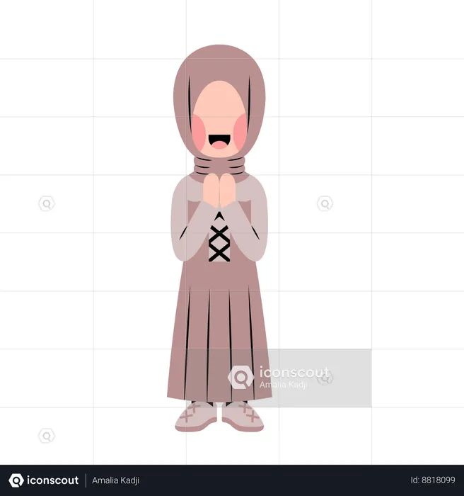 Chica con saludo Eid  Ilustración