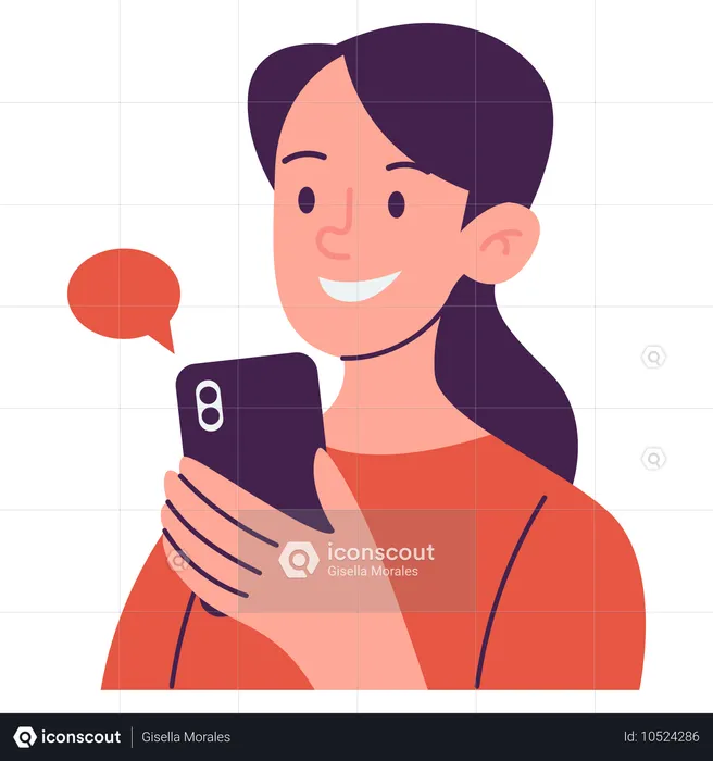 Chica con teléfono  Ilustración