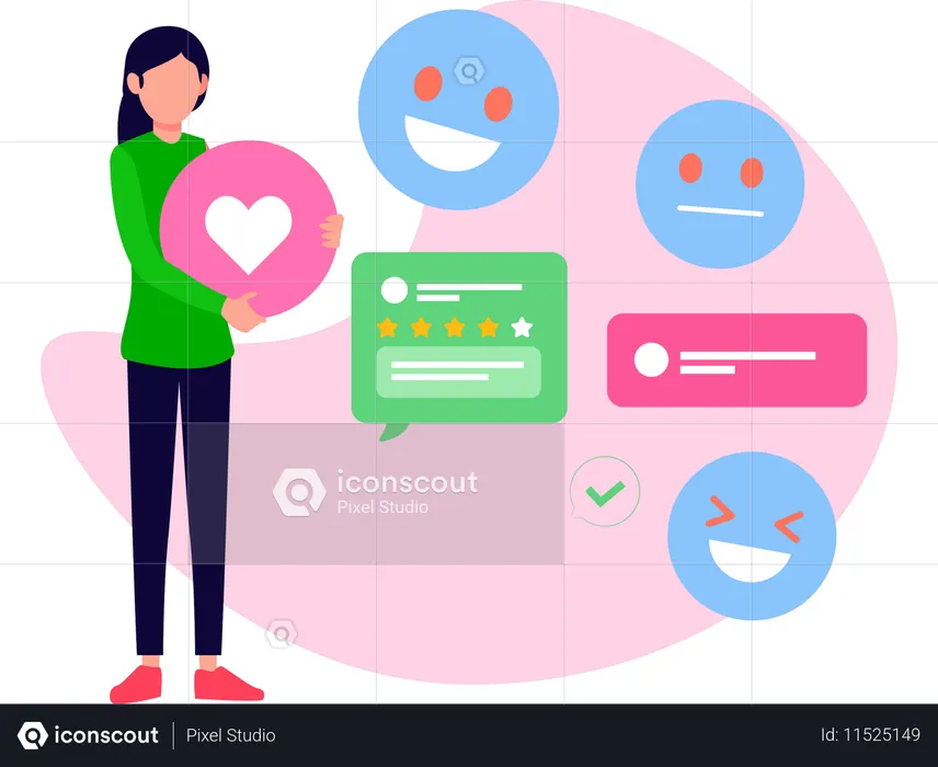 Chica dando críticas buenas y malas  Ilustración