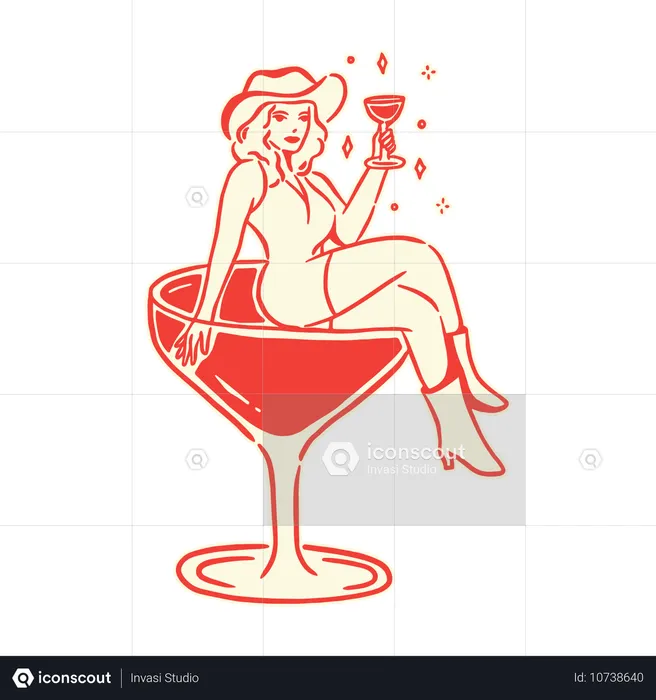 Chica de coctel  Ilustración