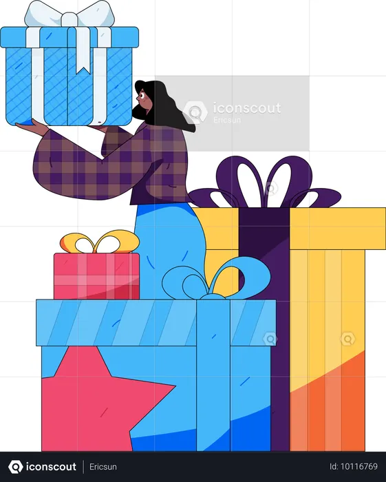 Chica de compras en oferta limitada  Ilustración