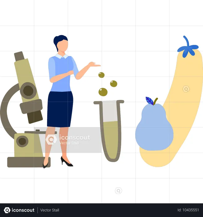 Las niñas discuten sobre el matraz químico  Ilustración