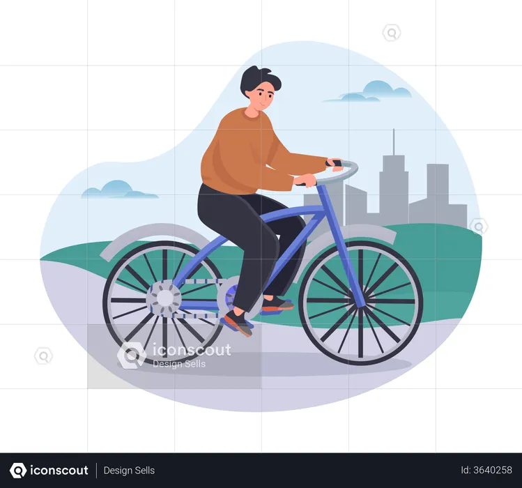 Chica con estilo Disfruta del ciclismo  Ilustración