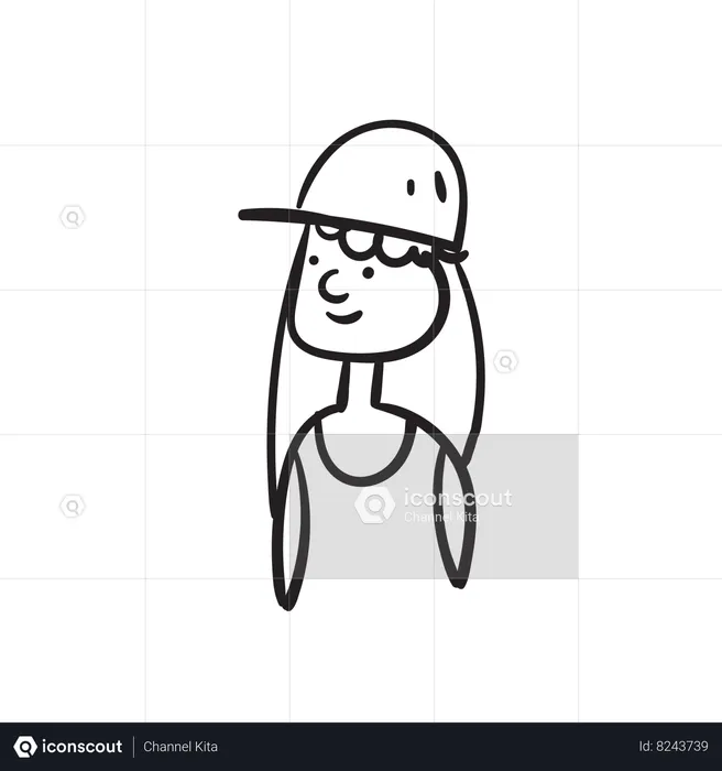 Chica en verano con gorra  Ilustración