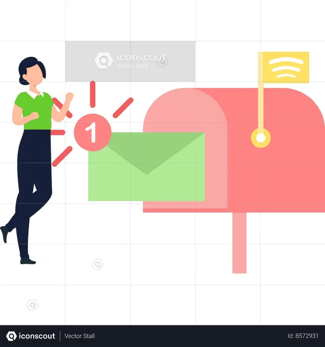 La chica está dejando caer el correo en el buzón  Ilustración