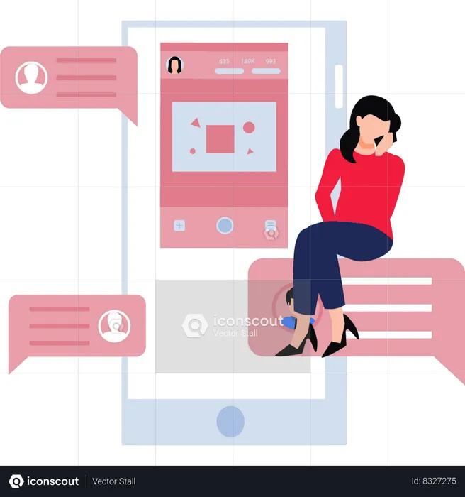 La chica está hablando por teléfono  Illustration