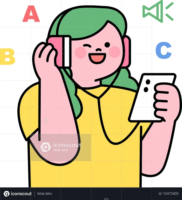 Chica estudiante aprendiendo nuevos idiomas  Ilustración