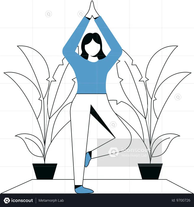 Chica fitness haciendo yoga  Ilustración