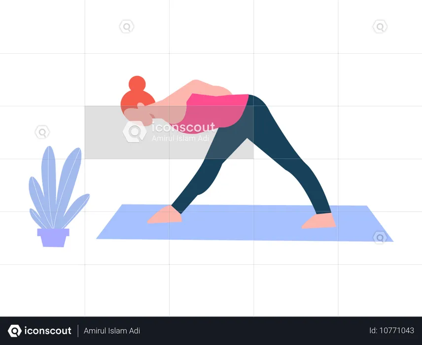 Chica fitness haciendo yoga  Ilustración