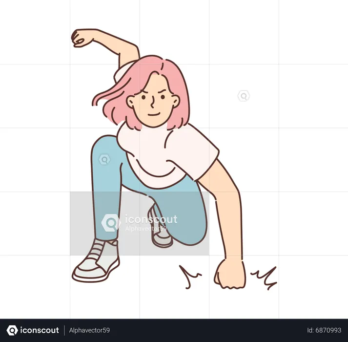 Chica fuerte dando pose  Ilustración