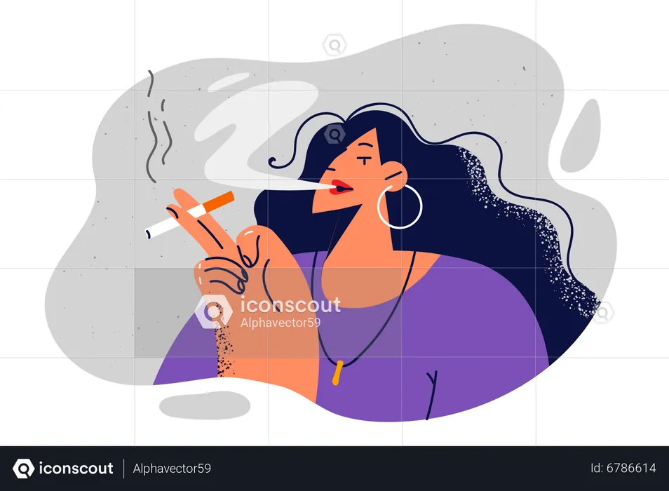 Chica fumando  Ilustración