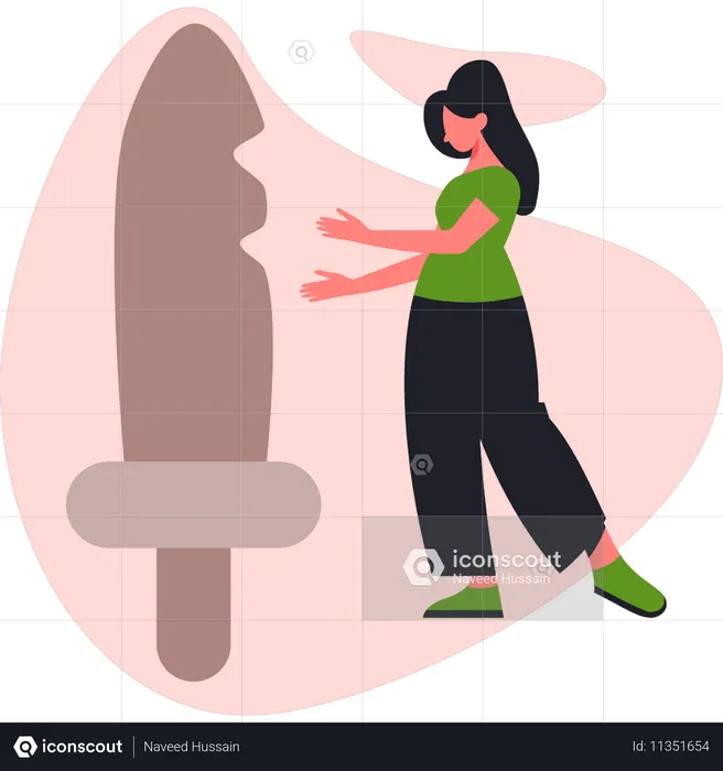 Chica hablando de pasto  Ilustración