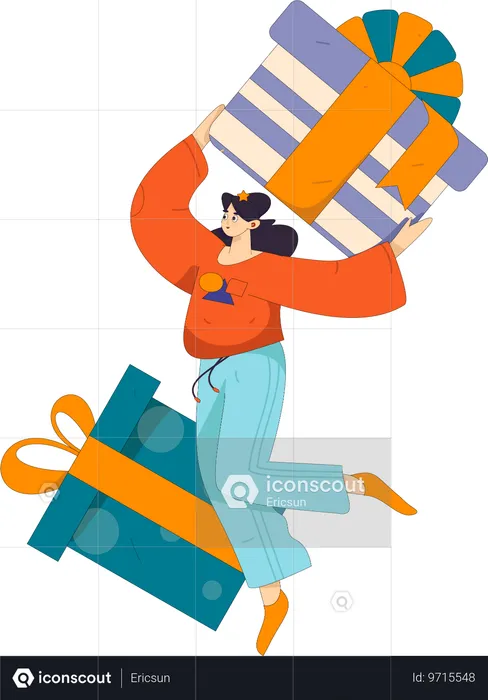 Chica haciendo compras en línea  Ilustración