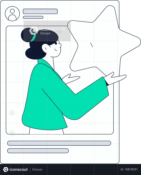 Chica haciendo comunicación en redes sociales  Ilustración