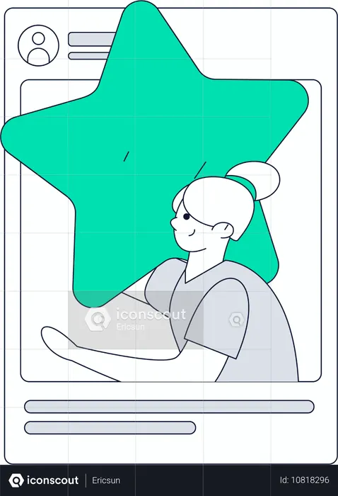 Chica haciendo comunicación en redes sociales  Ilustración