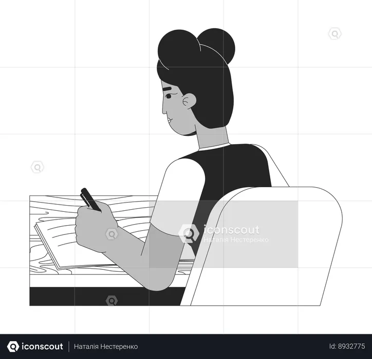 Chica haciendo estudio  Ilustración