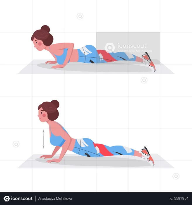 Chica haciendo flexiones  Ilustración