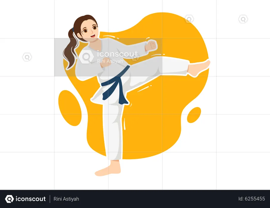 Chica haciendo kárate  Ilustración