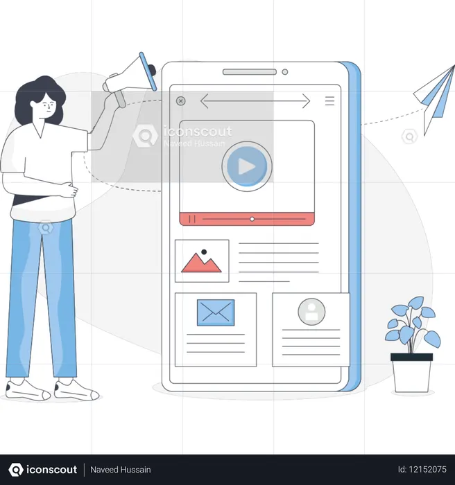 Chica haciendo marketing SEO  Ilustración