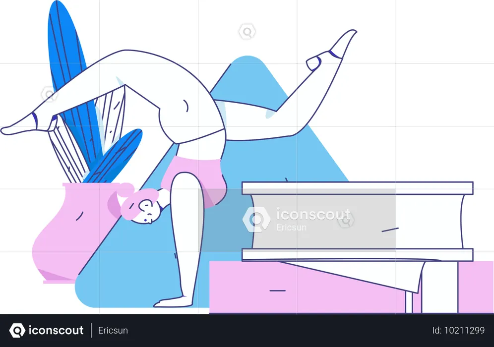 Niña haciendo soporte de mano  Ilustración