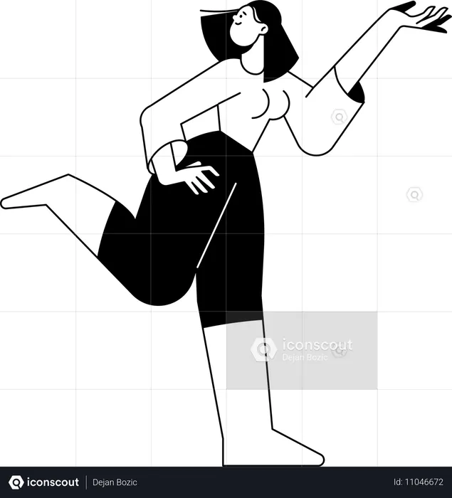 Chica haciendo pasos de baile  Ilustración