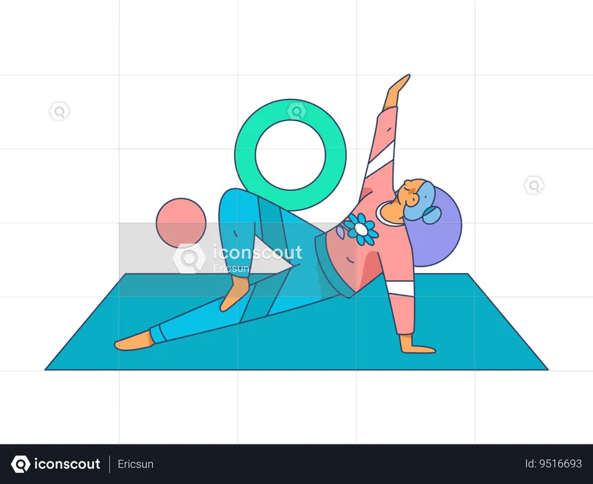 Chica haciendo pose de yoga  Ilustración