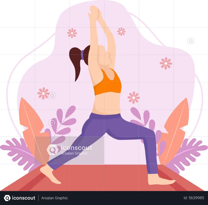 Chica haciendo pose de yoga  Ilustración
