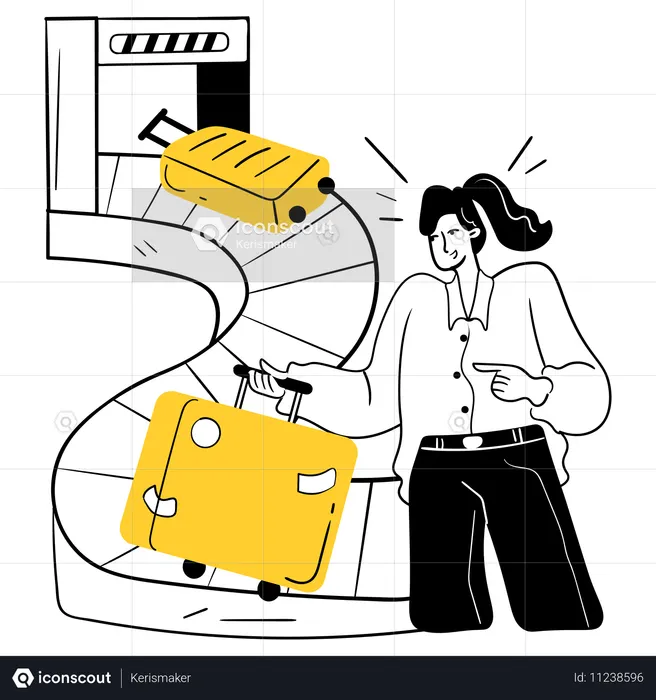 Chica haciendo recogida de equipaje  Ilustración